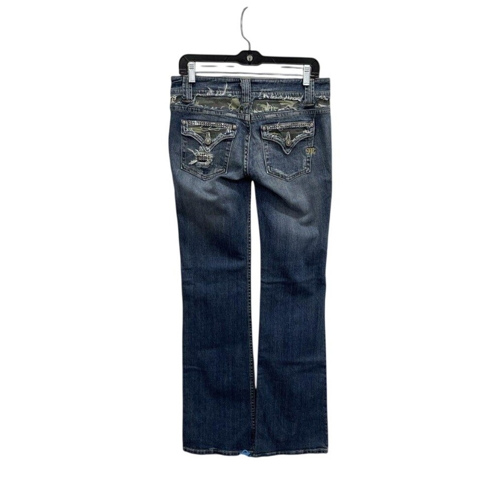 Miss Me JP4221B Distressed Embellished Bootcut Jeans Windsor Blue Camo Size 29